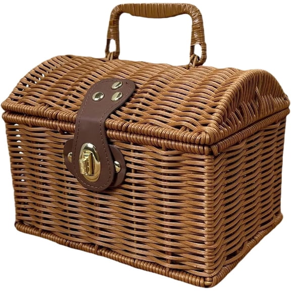 Picnic Basket with Lid, Handle, Storage, for Home, Camping, Travel