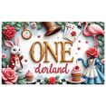 thumbnail image 4 of Whimsical Theme Wonderland Banner White Rabbit Wonderland Decor Cheshire Cat Design for Children's Party Tea Party Birthday Celebration, 4 of 7