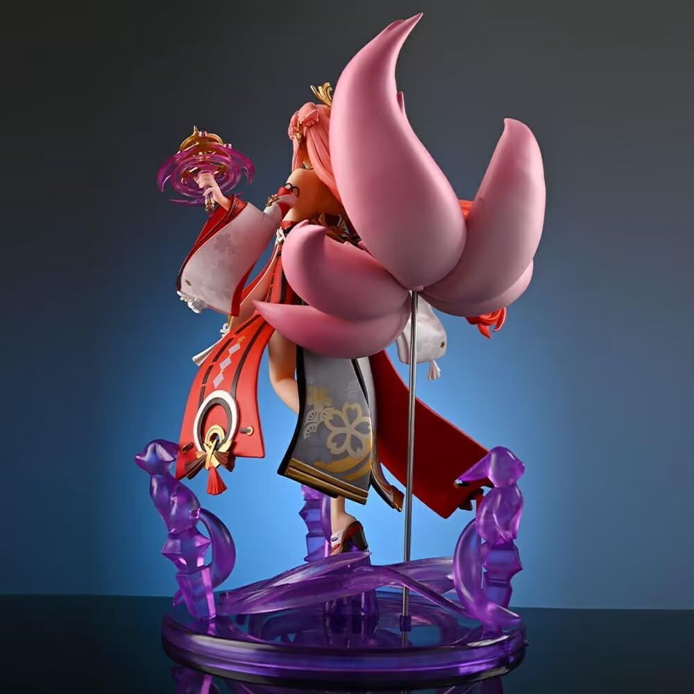 Yae Miko Figure Genshin Impact Nine-Tailed Fox Yae Miko Anime Figures 24cm/9.4inch PVC Handmade Game Model Statue Collectible Craft Gift