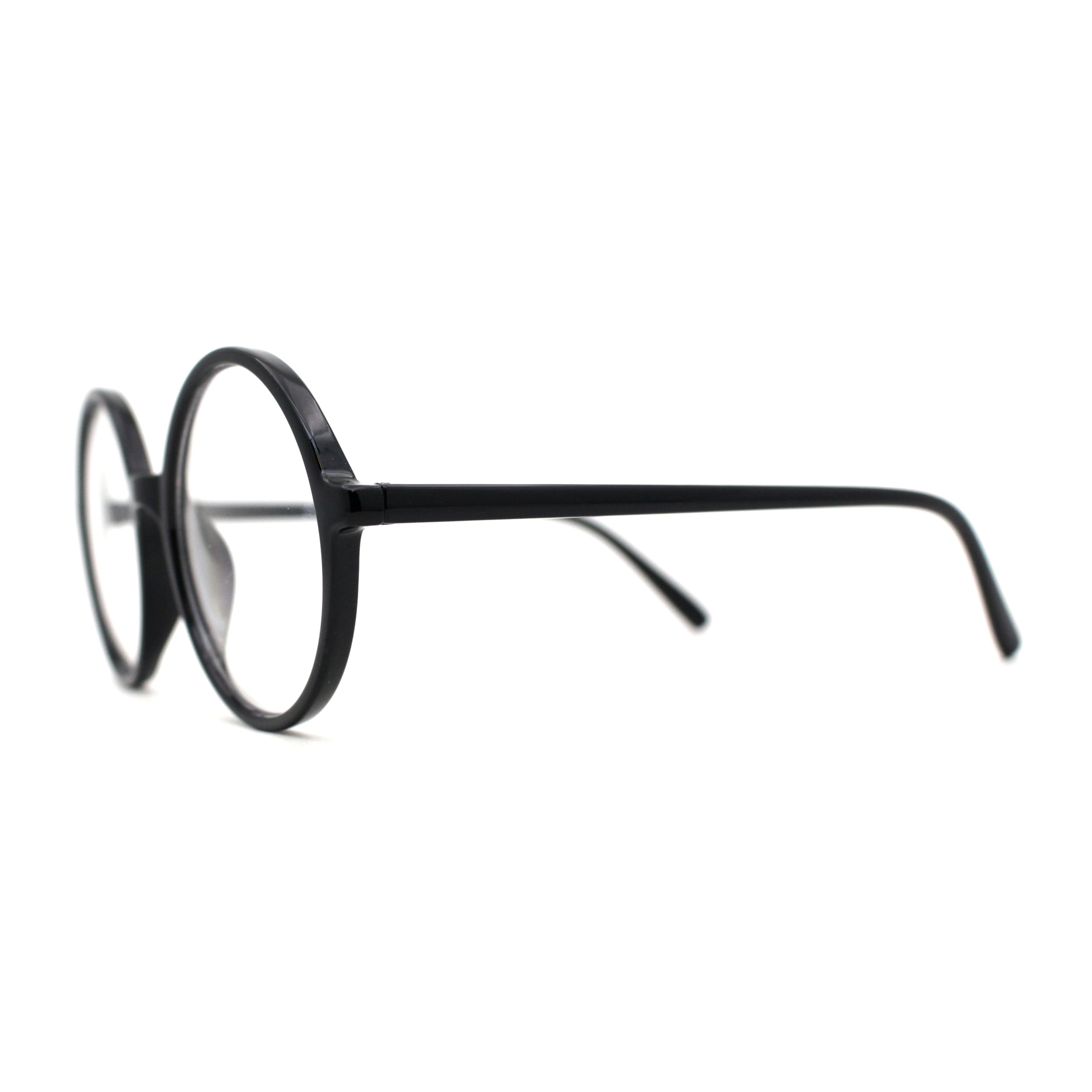 Round Circle Lens Wizard Plastic Mod Fashion Clear Lens Glasses Black Clear