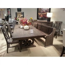 Toulon Collection Bench with Curved Arms, Oak - 62 x 21 x 34 in.