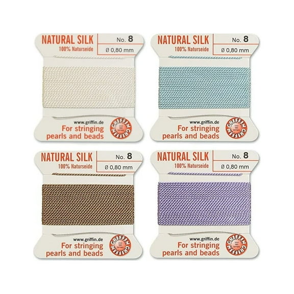 Griffin Bead Cord 100% Natural Silk #8 Color Assortment
