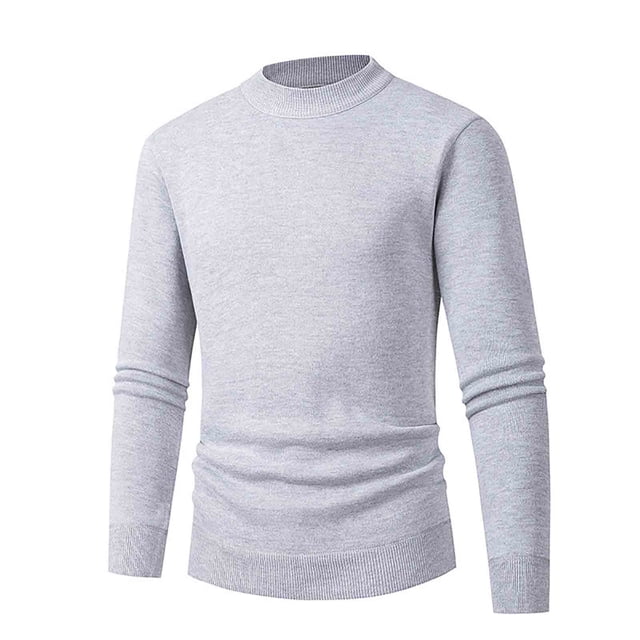 pstuiky camisas de hombre de manga larga, Suéter informal de color liso para hombre, cuello alto, tejido ajustado, capa base, manga larga, cuello redondo, camiseta/camiseta s
