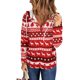 thumbnail image 1 of Sudadera navideña con cuello en V para mujer, sudadera holgada informal de moda para otoño e invierno, sudadera con capucha a cuadros de manga larga para mujer, Tops rojo XL, 1 of 6