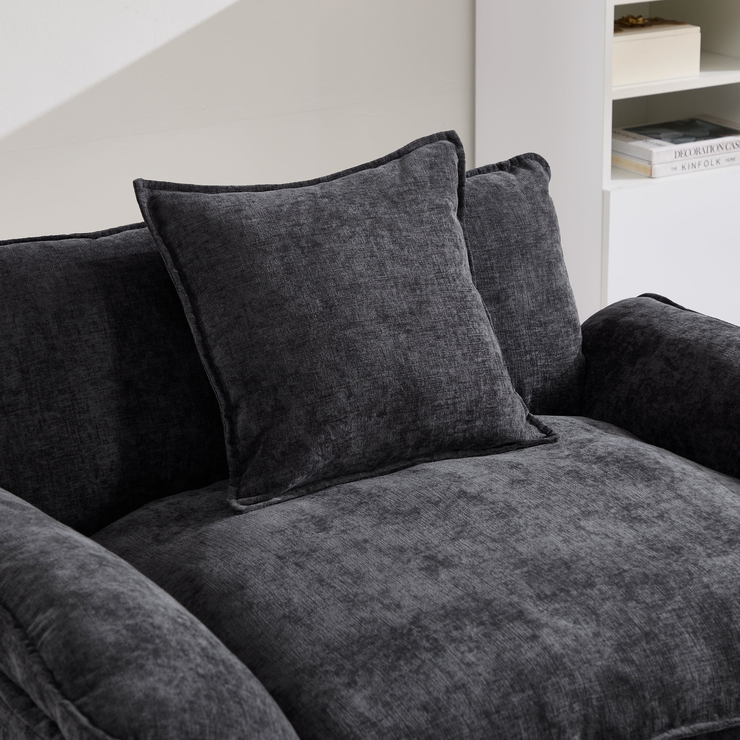 44.5" Accent Chair with Ottoman Club Chair Chenille Upholstered Armchair