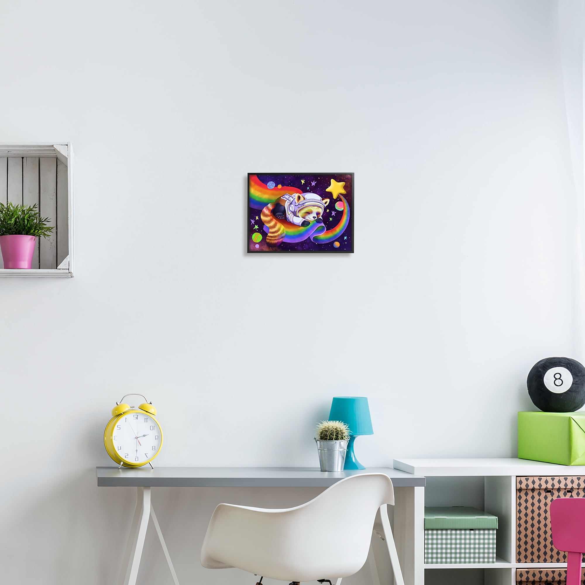 Stupell Industries Red Panda Rainbow Animals & Insects Painting Black Framed Art Print Wall Art, 14 x 11