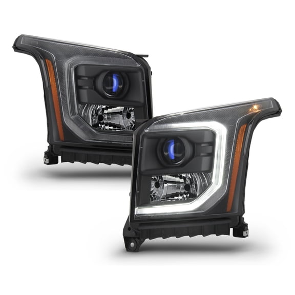 AKKON - Fit 2015-2020 GMC Yukon & Yukon XL OE LED Light Tube Projector Headlights - Black Housing