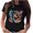 Black, variant on IROINNID Womens Plus Size Loose Leisure T-Shirt Casual Short Sleeve Feather Printed Fashion Tops