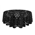 thumbnail image 5 of Black Moon Star Floral Pattern Round Tablecloth 60"x60",Wrinkle Wipeable Table Cloth for Kitchen Dining Room Picnic Patio Party, 5 of 6