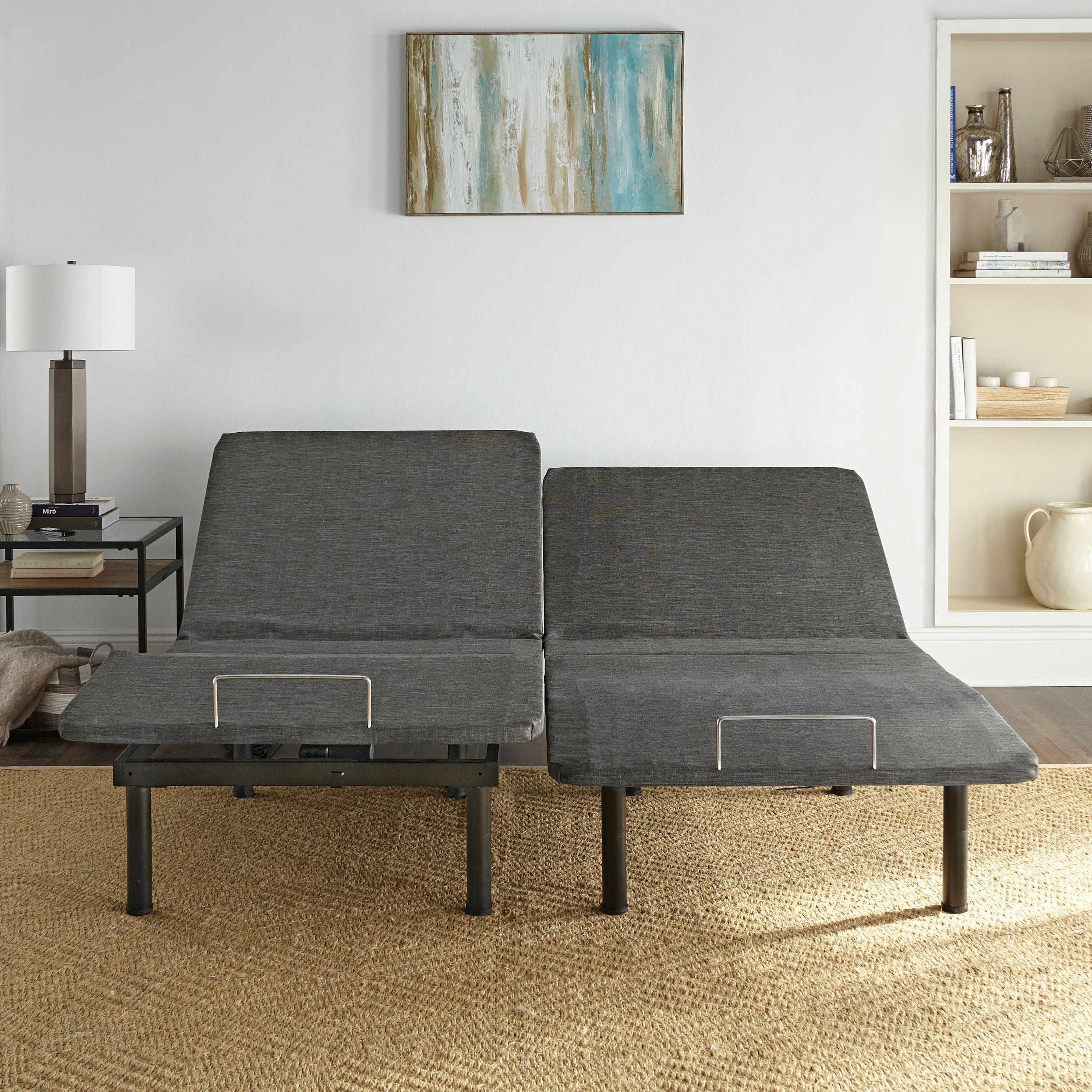Boyd Sleep Zero Clearance Adjustable Upholstered Bed Base Frame with Wireless Remote, Twin XL