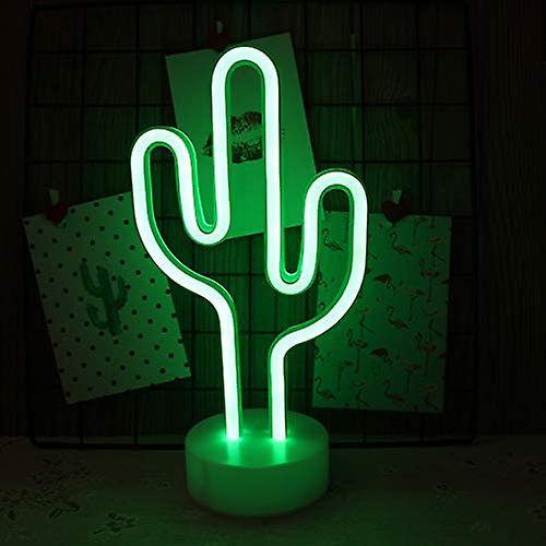 Lámpara de luz nocturna con letrero de neón de cactus con base de soporte decorativa Sincero Electrónica
