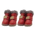 thumbnail image 1 of Billuyoard 4pcs zapatos para mascotas botas de nieve impermeables cuero de la PU calzado de invierno para mascotas Ropa para mascotas rojo tipo 5 Billuyoard PT000057-15B, 1 of 6
