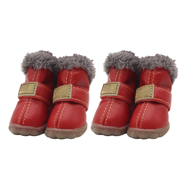 Greeniant TureClos, 4 Uds., zapatos para perros, botas de nieve impermeables de lana difusa cálida, calzado de invierno para mascotas de cuero PU Ropa para mascotas rojo Tipo 3 Greeniant PT000057-13B