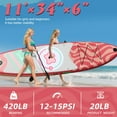 thumbnail image 2 of 11' Stand Up Paddle Boards Surf Control with Premium SUP Board Accessories Backpack & Removable Fins, 34" Wide Inflatable Paddle Boards of All Skill Levels (Peach Pink), 2 of 6