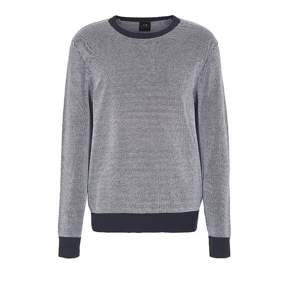 Armani Mens Roundneck Two Tone Pullover Sweater, White, XX-Large