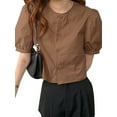 thumbnail image 5 of VONDA Women Puff Short Sleeve Blouse Crewneck Elegant Casual Shirt Tops, 5 of 6