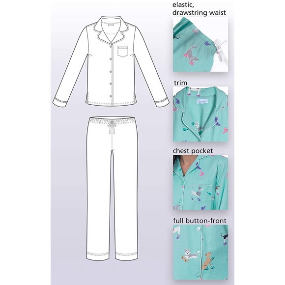PajamaGram Button Up Pajamas for Women - Women's PJs Sets