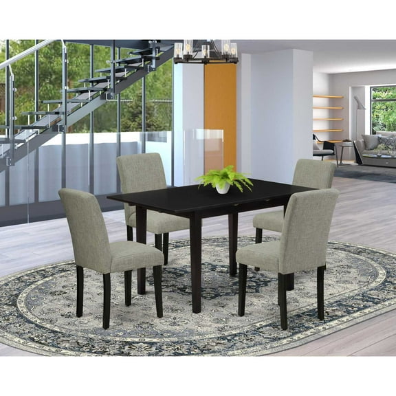 East West Furniture Dining Table- Dining Chairs, NOAB5-BLK-06