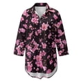 thumbnail image 4 of Xoenoiee Cherry Blossom Print Bathing Suit Cover Up Shirt for Women Button Down Beach Cover Ups Side Split Swimsuit Coverup Lapel Collar Blouse, 2XL, 4 of 7