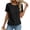 Black, variant on Josdec Women's Cotton Linen Blend Round Neck Short Sleeve Side Button Detail Casual Summer Beach Vacation Top S-XXXL