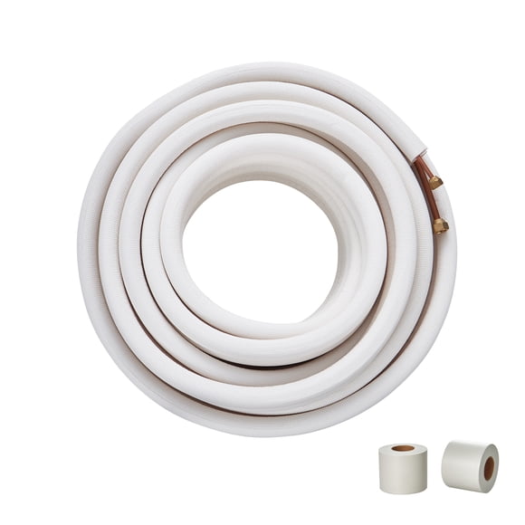 VEVOR 50FT Mini Split Line Set, 1/4" & 3/8" O.D Copper Pipes Tubing and Triple-Layer Insulation, for Mini Split Air Conditioning Refrigerant .