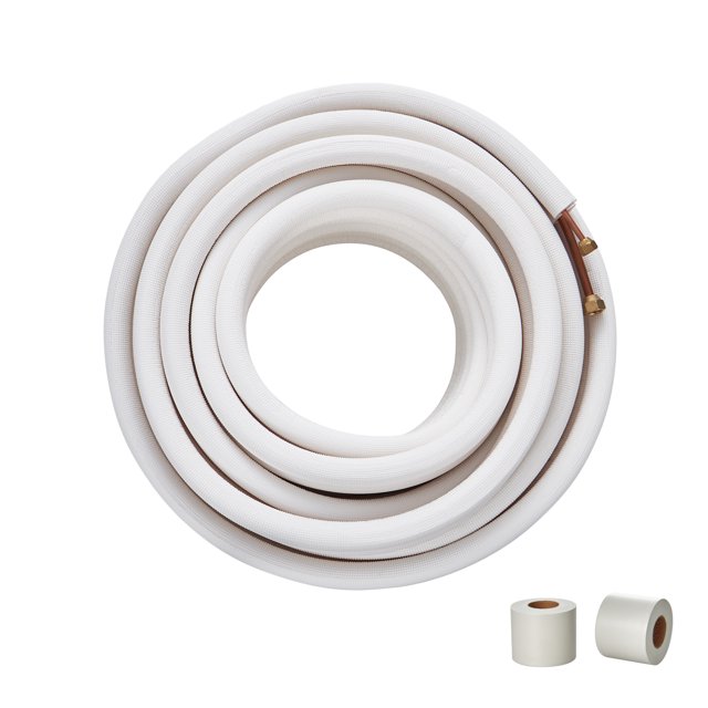 VEVOR 50FT Mini Split Line Set, 1/4" & 3/8" O.D Copper Pipes Tubing and Triple-Layer Insulation, for Mini Split Air Conditioning Refrigerant .