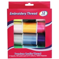 Allary  100% Polyester Embroidery Thread, Assorted Colors, 300 Yd. Spools, 12 Ct.
