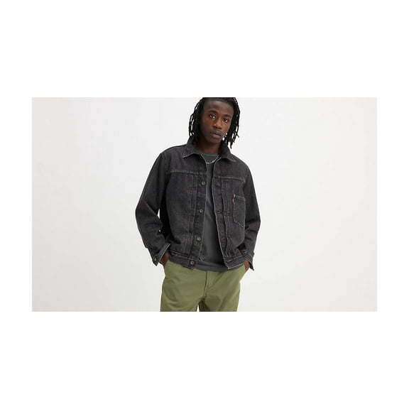 Levi's ZWART/BLACK STONEWASH Men's Type I Trucker Jacket, US Small