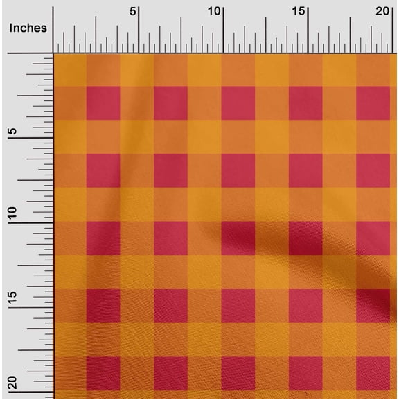 oneOone Viscose Chiffon Bright Red Fabric Gingham Check Sewing Material Print Fabric By The Yard 42 Inches Wide