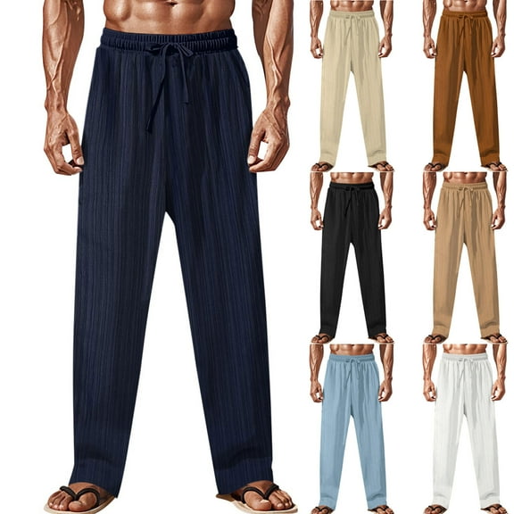 Men's Fashion Cargo Hiking Pants Drawstring Joggers Pants Workout Sweatpants Straight Leg Cargo Pants with Pockets