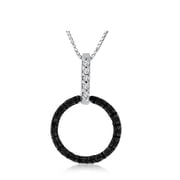 Hdiamonds 1/10 CTTW Sterling Silver Black & White Diamond circle necklace