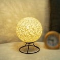 thumbnail image 6 of Rattan Ball Lampshade Wood Bedside Table Lamp Dimming LED Night Light Wicker Spherical Desk Lamp Home Decor with USB Charger for Kids Adults Bedroom Living Room, 6 of 6