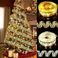 thumbnail image 3 of 32ft 100 LED Christmas Tree String Lights with Copper Wire and Ribbon Bows, Battery-Powered Gold Warm Light for Holiday Decorations, 3 of 6