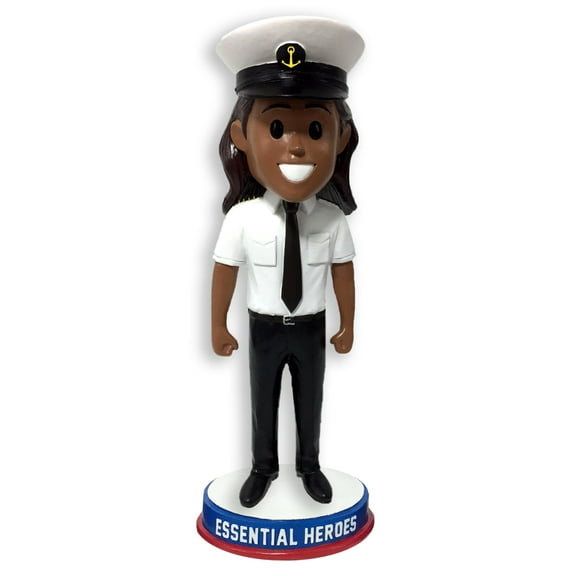 Ship Captain Boat Captain Essential Heroes Bobblehead Female Dark Skin Tone