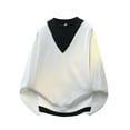 thumbnail image 2 of Blusas y camisas de manga larga con cuello redondo para hombre, sudadera deportiva de manga larga de color liso a la moda con bolsillo, top de poliéster para hombre, 2 of 4