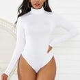 thumbnail image 2 of Fesfesfes Jumpsuit for Women Solid Color Turtleneck Long-Sleeved Skinny Slim Jumpsuit, 2 of 7