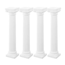 4 Pcs Plastic Roman Pillar Statue Sculpture Decorative Column White