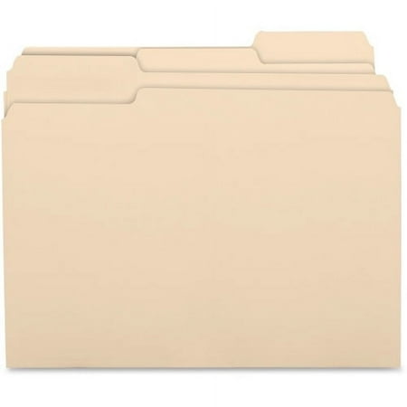 Business Source 1/3 Cut 1-ply Top Tab Manila Folders Letter - 8 1/2" x 11" Sheet Size - 3/4" Expansion - 1/3 Tab Cut - Assorted Position Tab Location - 11 pt. Folder Thickness - Manila - Recycled - 10