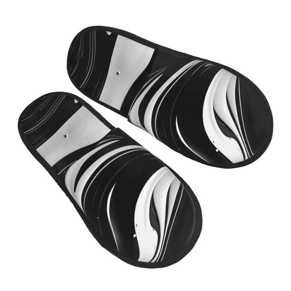 House Slippers for Women Men - Abstract Black White Swirls Lightweight House Shoes Fuzzy Slippers, Soft Slip-On Cozy House Slippers for Woman Indoor Outdoor