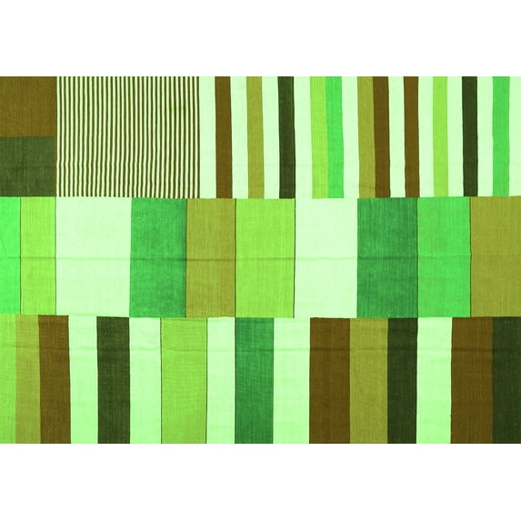 Ahgly Company Indoor Rectangle Patchwork Green Transitional Area Rugs, 2' x 3'
