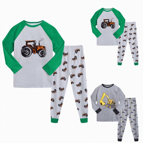 Gubotare Kids & Toddler Boys Pajamas 2 Piece Pjs Set 100% Cotton Sleepwear Green,Size 3-4 Years