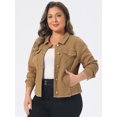 thumbnail image 2 of DARING DIVA Women's Plus Size Washed Front Frayed Classic Denim Jacket 3X Light Brown, 2 of 6
