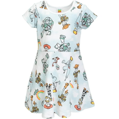 

Disney Pixar Toy Story Woody Buzz Lightyear Bo Peep Big Girls French Terry Skater Dress Infant to Big Kid