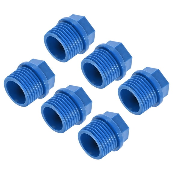 Uxcell G1/2 Male Threaded Hex Head End Cap Pipe Plug Fitting Blue 6 Pack