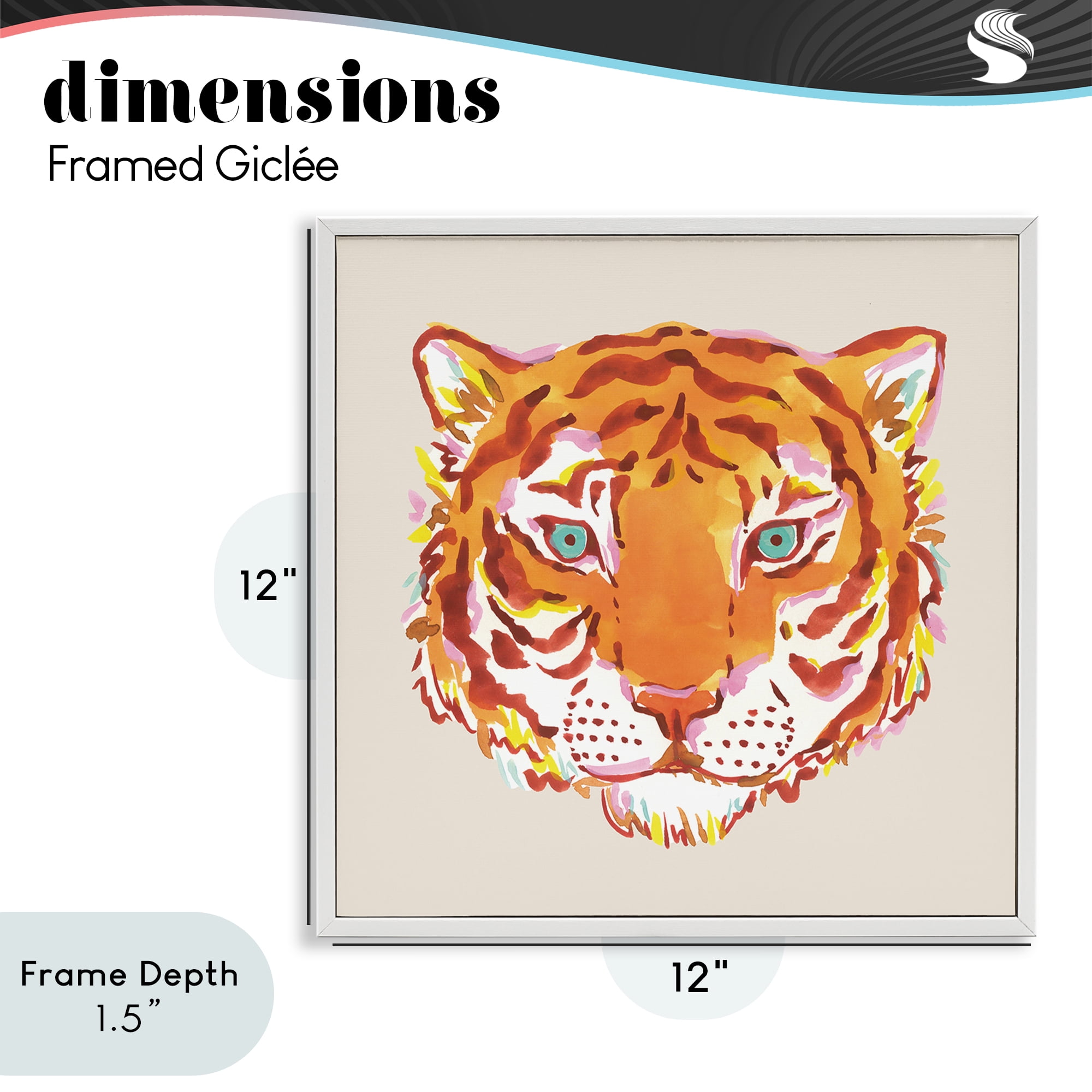 Stupell Industries Orange Boho Tiger Face White Framed Giclee Art, design by Karolina Sato