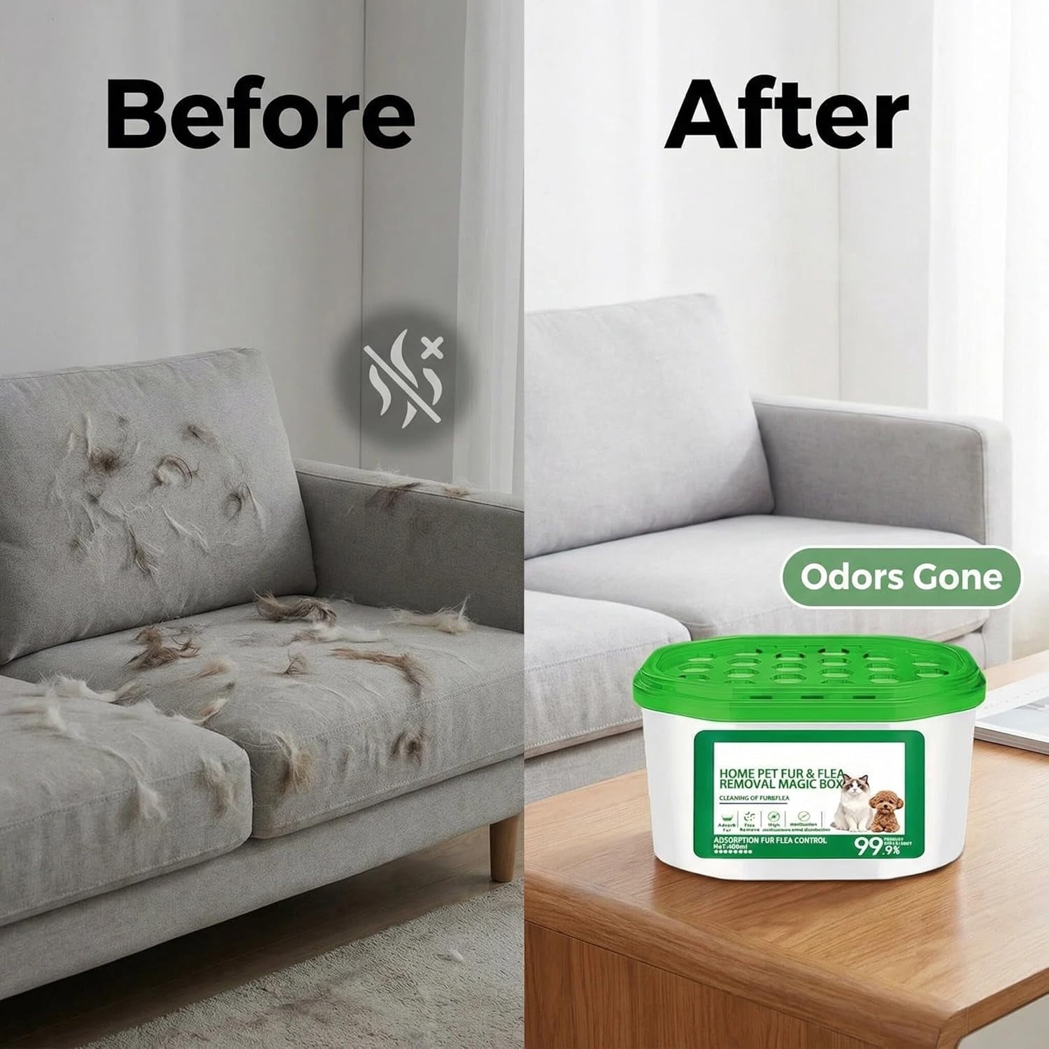 Home Pet Fur Odor Removal Magic Box,Indoor Air Purification Dust Removal Magic Box,360° All-Aroundcoverage,Long-Lasting, For Home, Pet Areas (green 2)