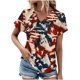 thumbnail image 1 of Top de Verano de las Mujeres Árbol Impresión V-Cuello Casual Manga Corta, Tops Cortos para las Mujeres, 1 of 5