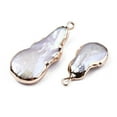 thumbnail image 4 of 10pcs Electroplate Natural Baroque Pearl Keshi Pearl Pendants Cultured Freshwater Pearl with Iron Findings Flat Round Golden 20~35x10~16x4~8mmmm Hole: 1.8mm, 4 of 4