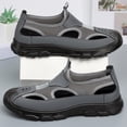 thumbnail image 4 of pwidon Men's Closed Toe Mesh Hiking Sandals Slip On Non Slip Thick Rubber Sole Outdoor Summer Walking Shoes Gray 45, 4 of 6