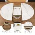 thumbnail image 5 of AENKYO 43"-59" Expandable Round Dining Table with Storage, White Marble Top & Gold Hourglass Metal Base, Seats 4-6, 5 of 8